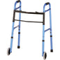 Nova Blue Folding Walker with 5-inch wheels by Pasteur Pharmacy, lightweight and portable mobility aid for easy walking support.