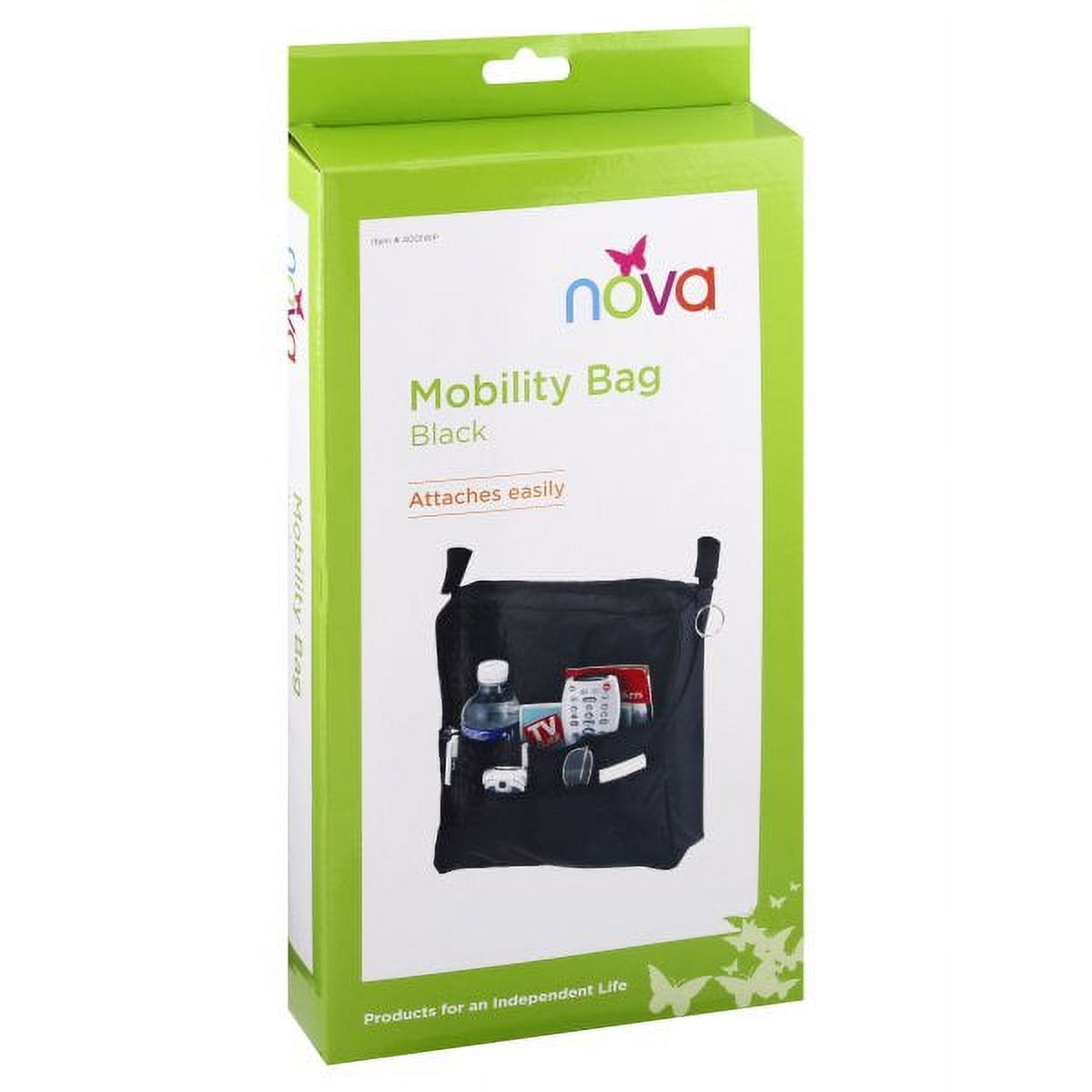 Black Nova Hanging Walker Pouch by Pasteur Pharmacy, designed for easy access and secure holding for walkers.