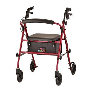 Nova Journey rolling walker with adjustable handles and sturdy frame, designed for mobility support by Pasteur Pharmacy.
