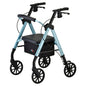 Sky blue Nova Rollator New Star 8 walker with adjustable handles and sturdy frame, designed for mobility support.