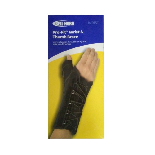 Universal left wrist and thumb brace from Pasteur Pharmacy, designed for support and stability during activity.