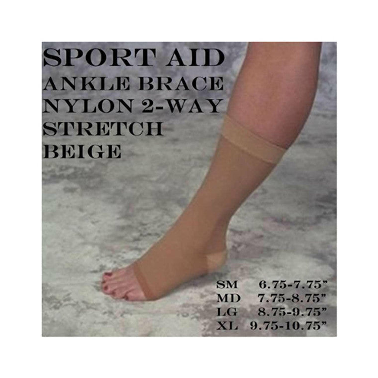 Sport Aid ankle brace from Pasteur Pharmacy, nylon slip-on design in extra-large size, providing support for ankle injuries.