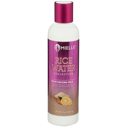 Mielle Organics Rice Water Milk in an 8 fl oz bottle, natural water product with rice water for hair and skin care.
