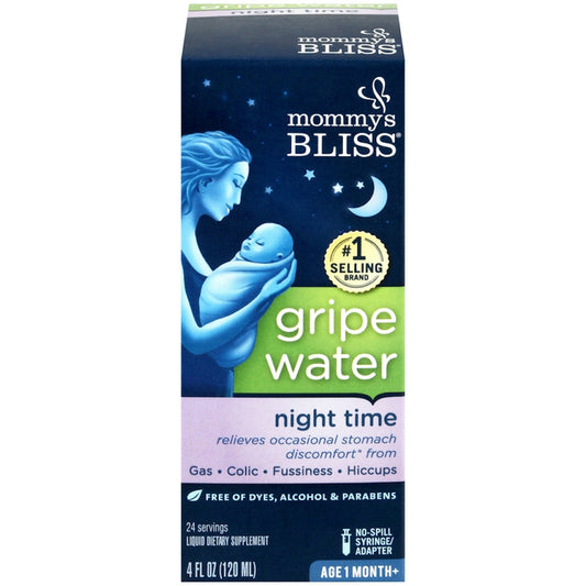 Mommy's Bliss Night Time Gripe Water for infants, 4 fl oz (120 ml), natural remedy for nighttime colic and fussiness, by Pasteur Pharmacy