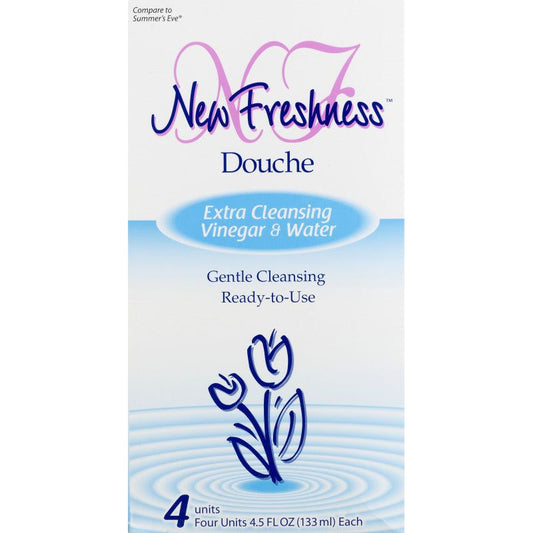 Bottle of Pasteur Pharmacy New Freshness Douche Extra Cleansing Vinegar and Water for hygienic freshness and cleansing.