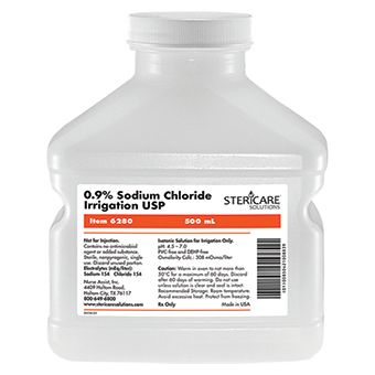 Stericare Solutions 0.9% Sodium Chloride Irrigation USP 500 ml bottle for watering and wound irrigation by Pasteur Pharmacy