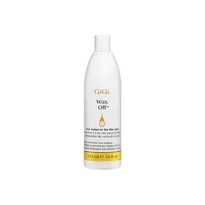 Gigi Wax Off skin wax remover in a 16 oz bottle by Pasteur Pharmacy, effective for removing wax residues from the skin.
