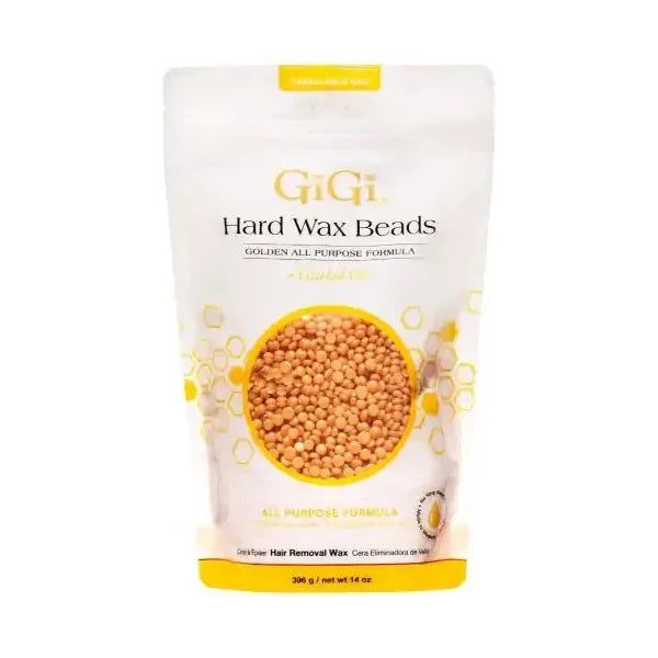 Gigi All Purpose Golden Honee Hard Wax Beads by Pasteur Pharmacy in 14 oz jar, used for hair removal and waxing.