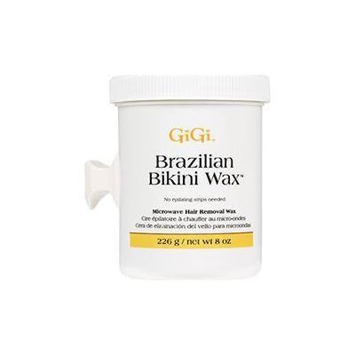 Gigi Brazilian Bikini Wax Microwave Formula in 8 oz jar from Pasteur Pharmacy Waxing Kit for smooth, hair-free skin.