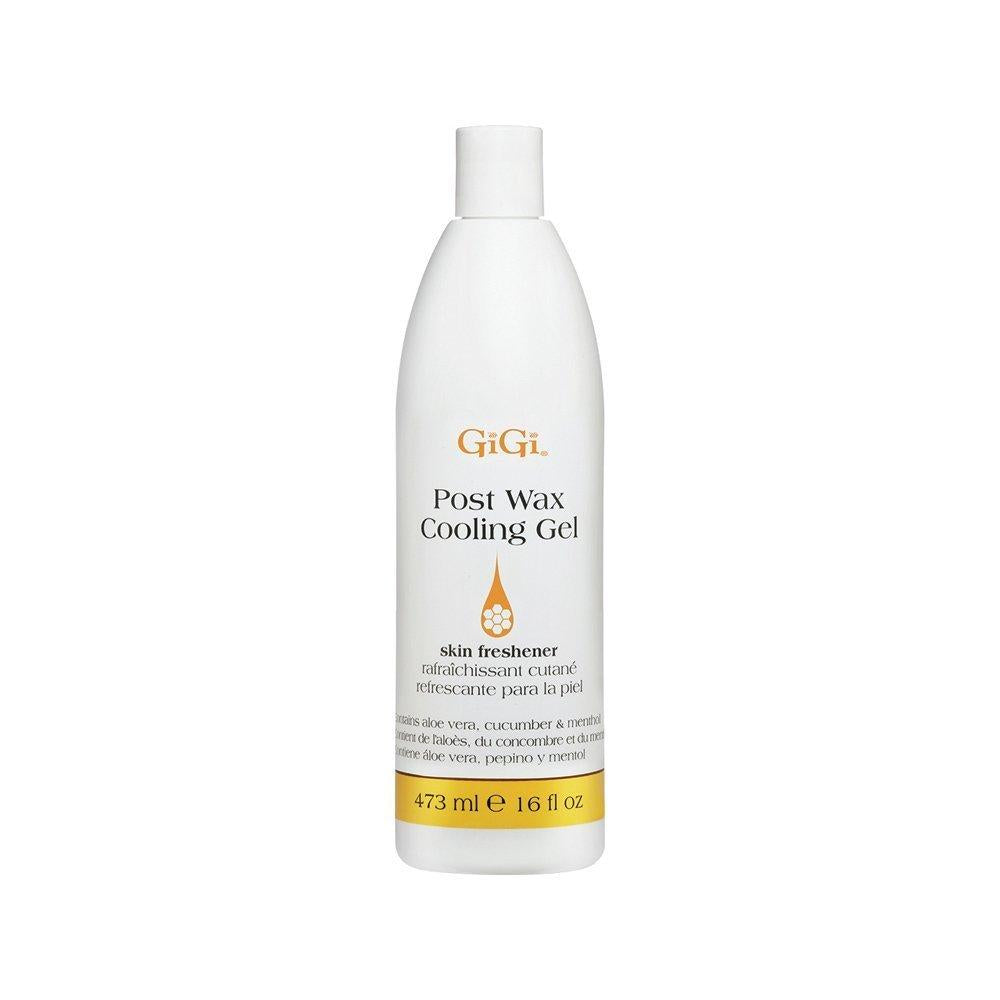 GiGi Post Wax Cooling Gel in a 16 oz bottle, soothing wax aftercare product from Pasteur Pharmacy for waxing kits and supplies