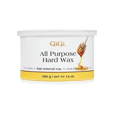 Gigi All Purpose Wax 14 oz container, waxing product by Pasteur Pharmacy, with a clear label and wax inside.