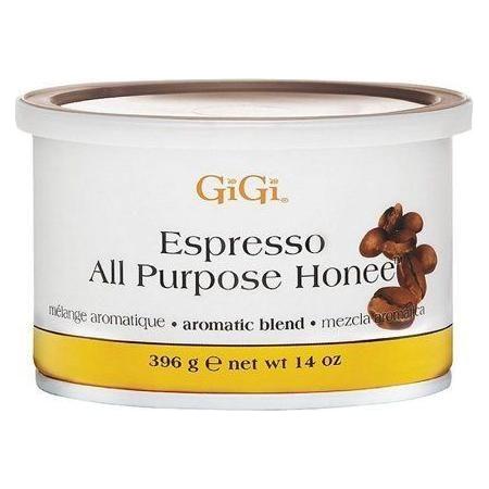 Gigi Espresso All Purpose Honee Wax 14 oz, a natural waxing product with honey-based formula for smooth hair removal.