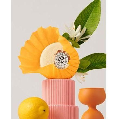 Roger & Gallet Bois D'Orange Wellbeing Soap 3.5 oz, natural orange-scented soap with nourishing ingredients, in a sleek packaging.