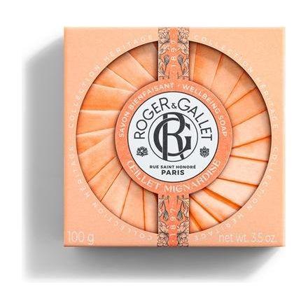 Roger & Gallet Oeillet Mignardise Wellbeing Soap in 3.5oz, featuring a floral design and elegant packaging.