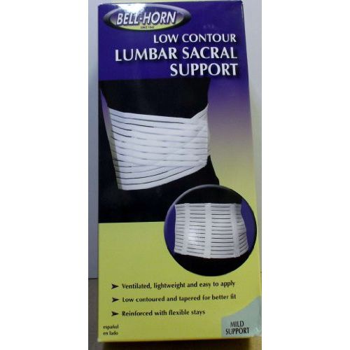 White Bell-Horn Low Contour Lumbar Sacral Support in large size, designed for back support and comfort.