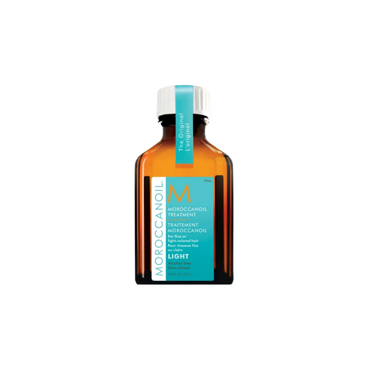 Moroccanoil Light Treatment Oil for fine or blonde hair in 25ml bottle, nourishing hair with lightweight conditioning.