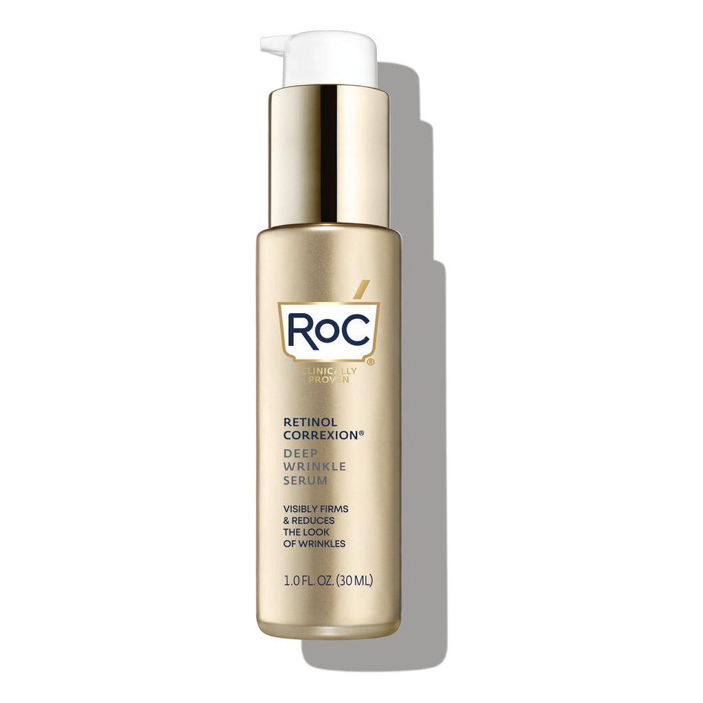 RoC Retinol Correxion Deep Wrinkle Serum in a 1 oz bottle, designed to reduce deep wrinkles for smoother skin.