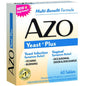 Pasteur Pharmacy Azo Multi Symptom Formula Yeast Plus Dual Relief Tablets, showing the yellow and white packaging box.