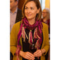 Crochet pattern image of the Motley Fling Scarf by Darn Good Yarn featuring colorful, hand-tied Motley yarn in a stylish scarf design.