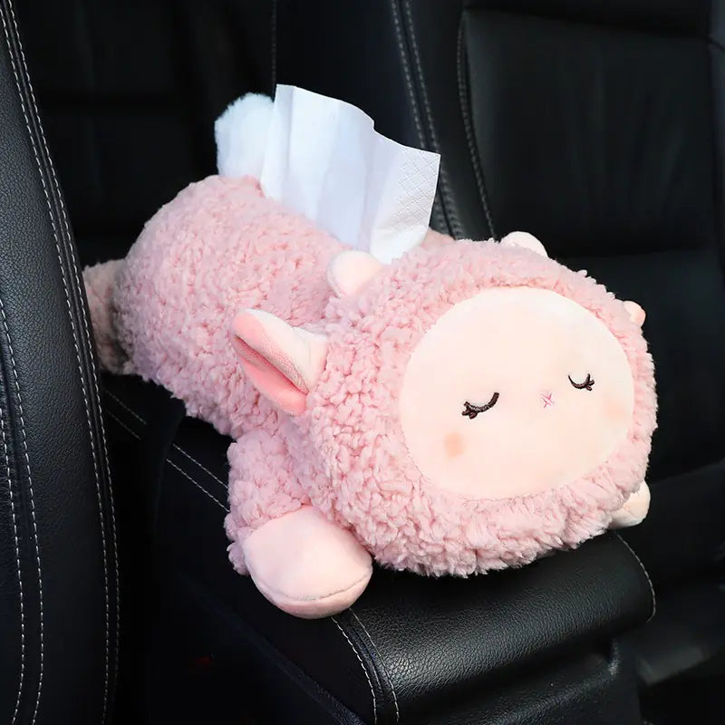 Cute Plush Car Armrest Tissue Box Holder