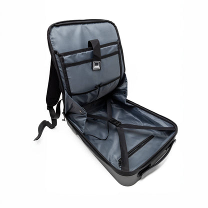 Starlink Mini Backpack by PCI Race Radios showing durable black fabric and adjustable straps for portable tech storage.