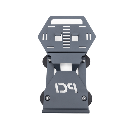 PCI Race Radios Starlink Mini Go Mount for Satcomm devices, shown mounted on a vehicle for secure communication setup.
