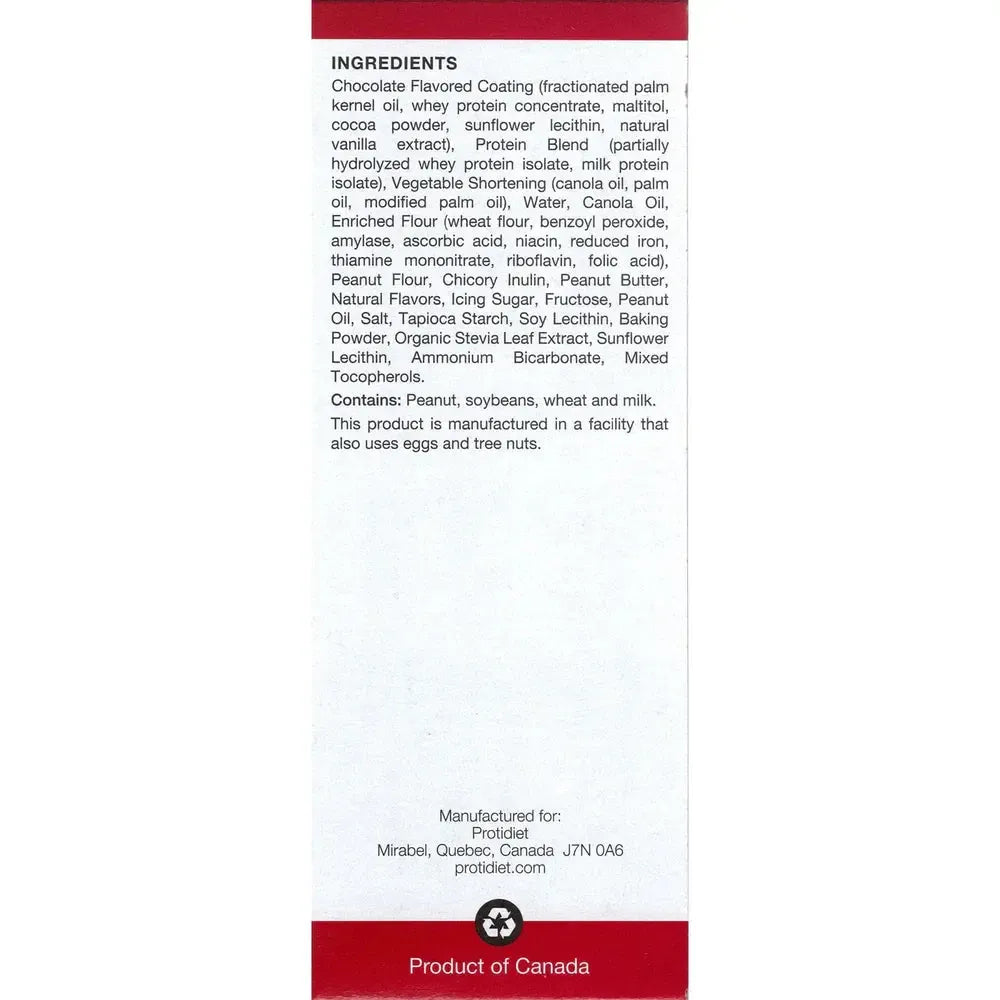 AmBari Nutrition PROTIDIET wafer bar with crunchy peanut filling, coated in chocolate, displayed on a white background.