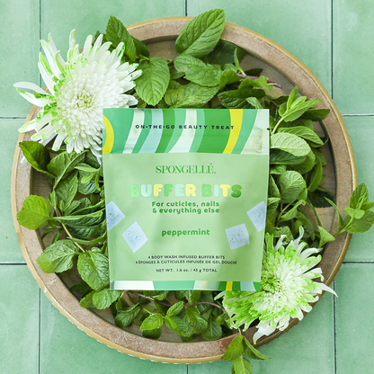 Spongellé PediPOP! Buffer Bits peppermint Pedi buffer for smooth, exfoliated skin in a vibrant, colorful design.