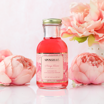 Spongellé Peony Flower Diffuser Oil from the Private Reserve Collection, a luxurious home fragrance with peony floral scent.