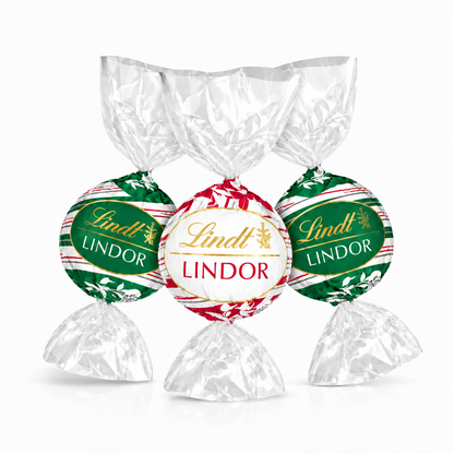 Lindt LINDOR Peppermint Chocolate Truffles in a bulk bag, featuring smooth milk chocolate with peppermint filling, by Candy In Bulk