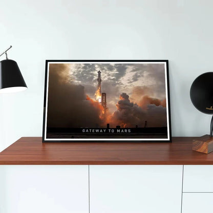 Real photo of SpaceX Starship canvas poster, aviation technology wall art featuring rocket design for space enthusiasts.