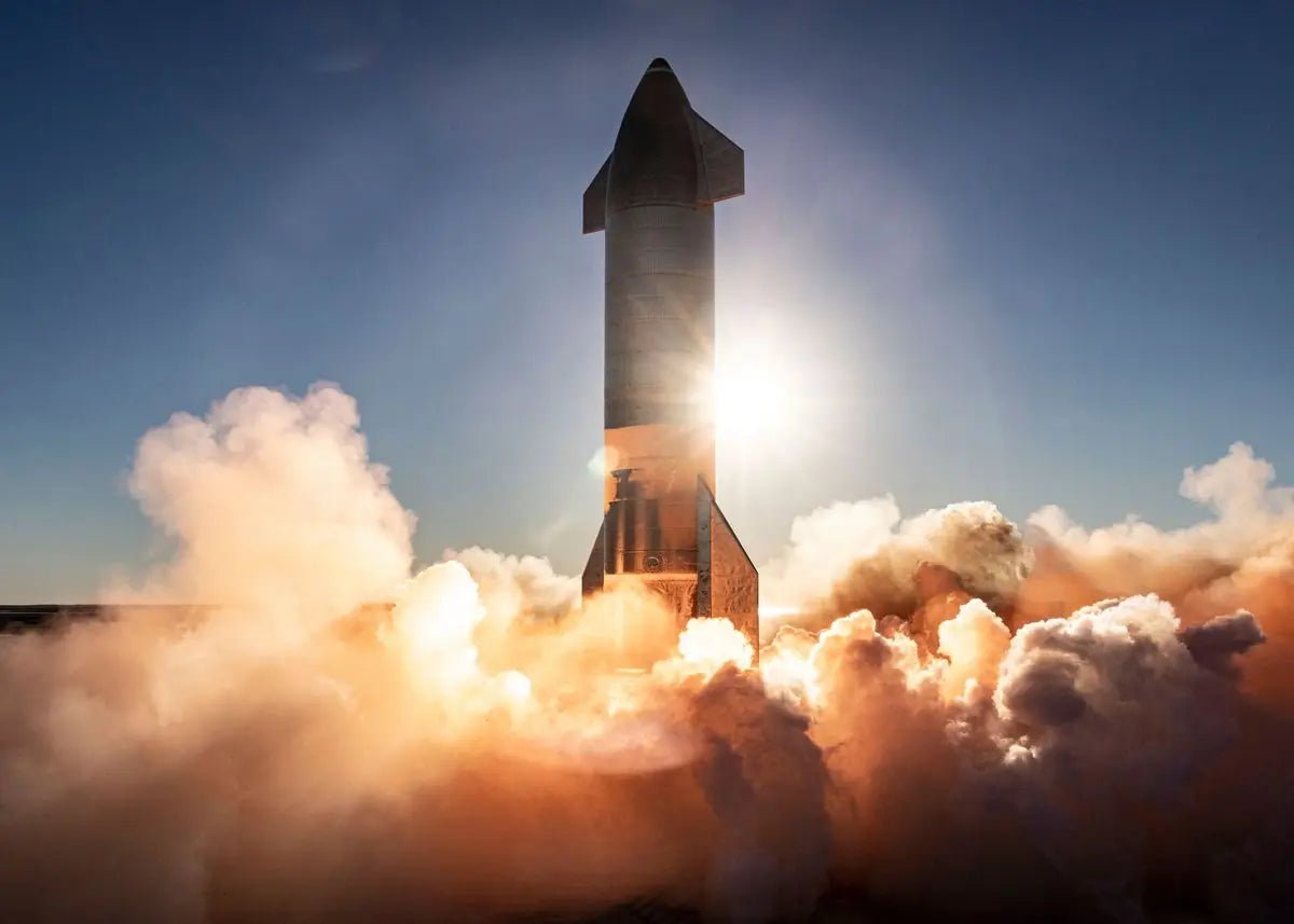 Unframed canvas poster of SpaceX Starship photos, featuring detailed rocket imagery for aviation technology wall decor by Perfecsy.