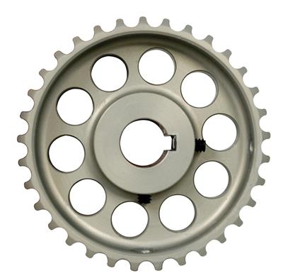 Peterson Fluid Systems Oil Pump Pulley 061335 showing metal pulley with mounting holes and pulley grooves for automotive oil pumps