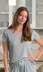 Women’s Spun Bamboo bamboo lounge short sleeve T-shirt, soft fabric, relaxed fit, with a round neckline and short sleeves.