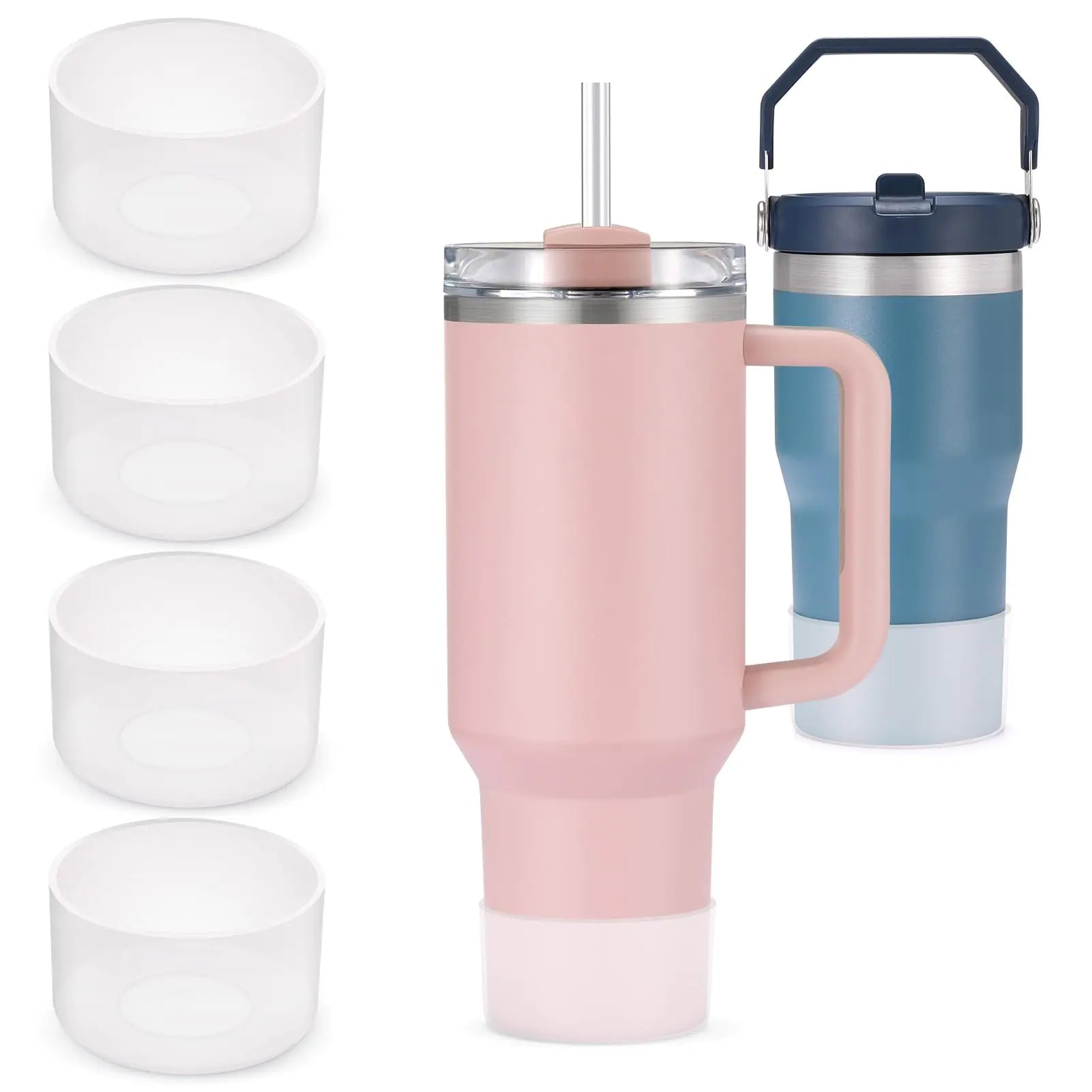 PICcircuit 4 PCS for Stanley Boot Silicone Bottom for Stanley Cup Boot Quencher Adventure 40oz&for Hydroflask Boot 12 - 24oz for Stanley Tumbler Accessories for Stanley Cup Accessories Clear - BACKUPMYFILESNOW