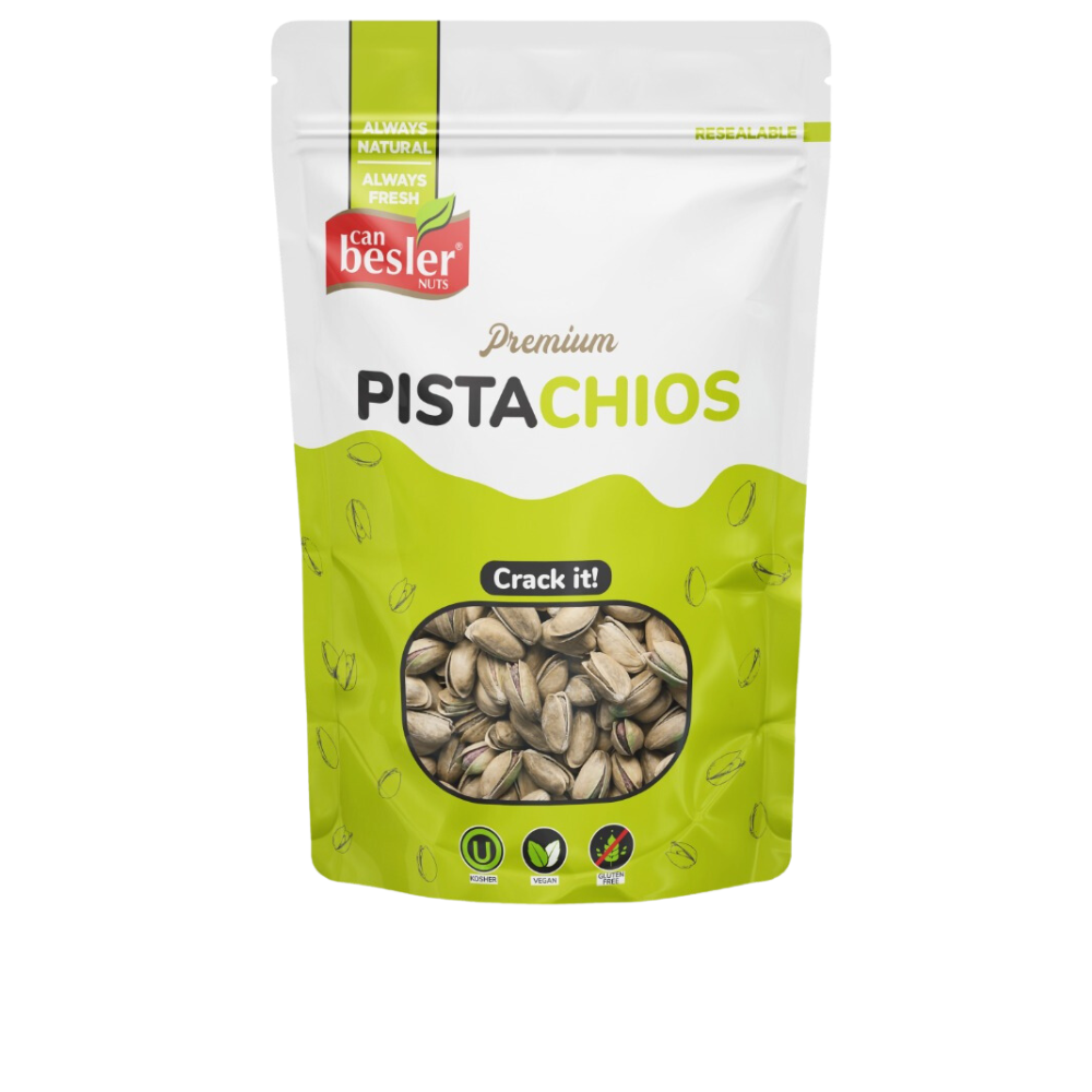 S101 Can Besler Pistachios snack in 227g can, showing green pistachio nuts inside the branded tin container.