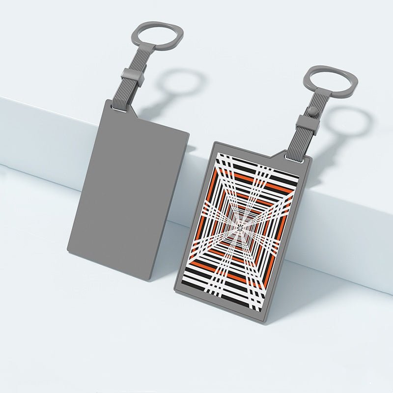 Plaid silicone key card holder for Tesla Model 3, Y, X, S, designed to fit Tesla key cards securely.