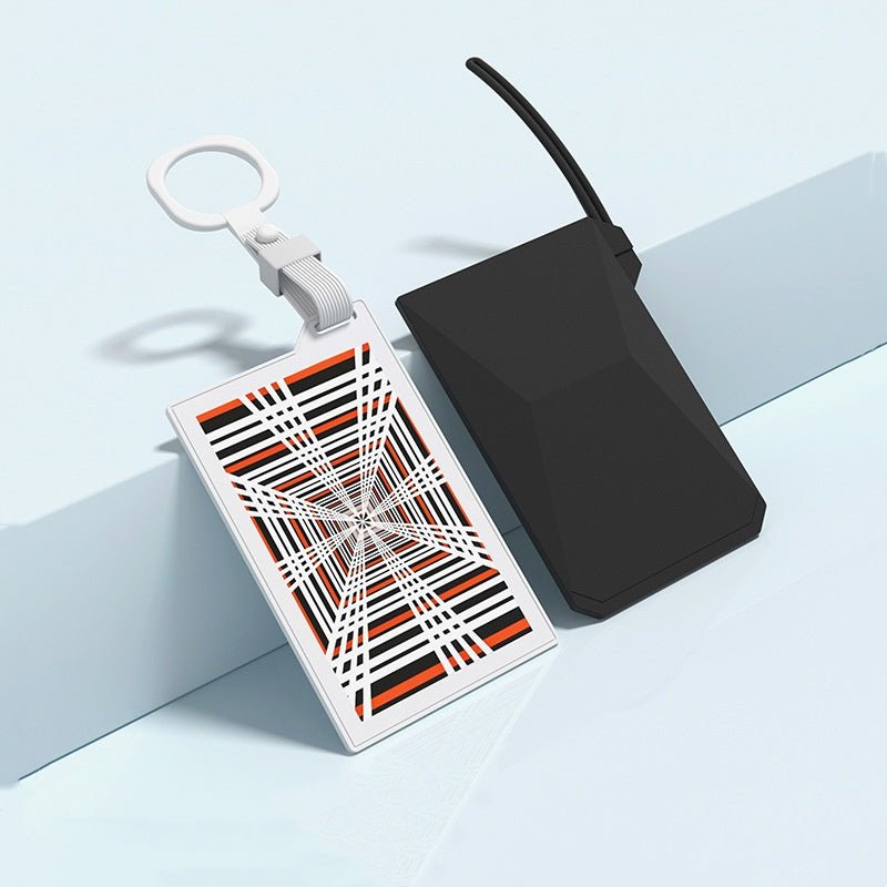 Plaid silicone key card holder for Tesla Model 3, Y, X, S, designed to protect and organize key cards.