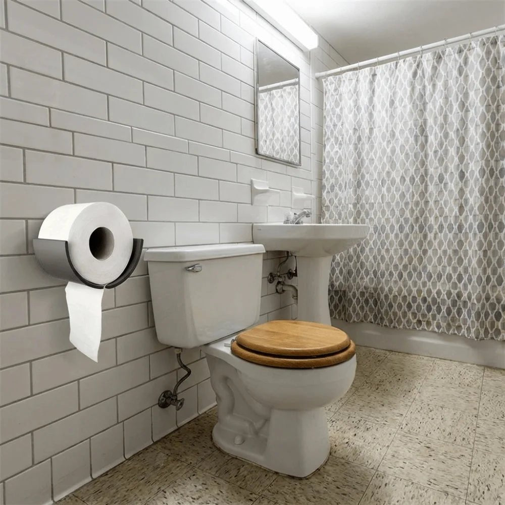 Plastic Roll Paper Holder Convenient Space-Saving Wall-Mounted Paper Towel Box Simple Multifunctional Bathroom Storage Container - BACKUPMYFILESNOW.COM®