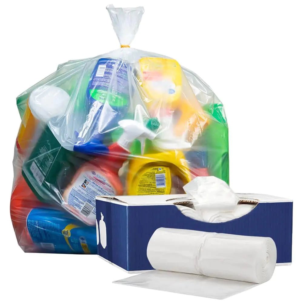 Plasticplace 55 - 60 gallon Trash Bags │ 1.2 Mil │ Clear Garbage Can Liners │ 38” x 58” (100Count) - BACKUPMYFILESNOW