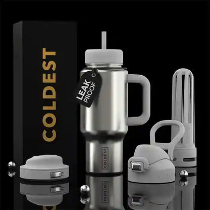 Polished stainless steel Coldest 24oz Limitless Ultra v8 water bottle with sleek finish and durable design.
