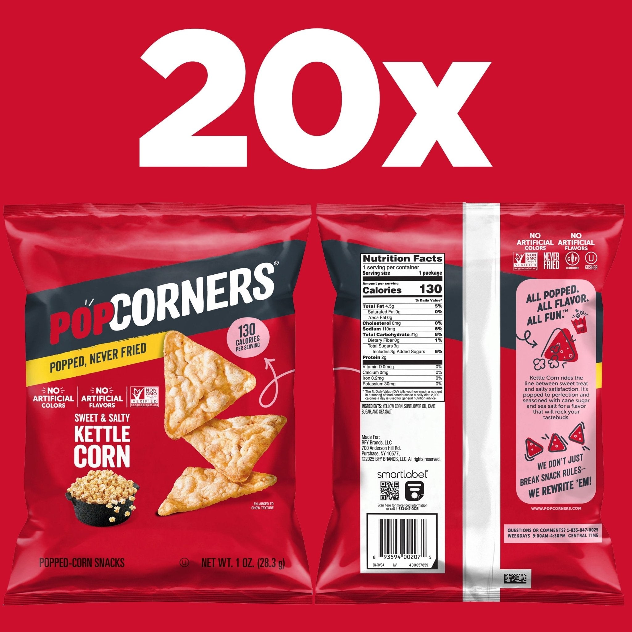 Popcorners No Artificial Colors or Flavors Kettle Corn Popped Corn Chips Bag, 1 Oz, 20 Pack - BACKUPMYFILESNOW.COM®