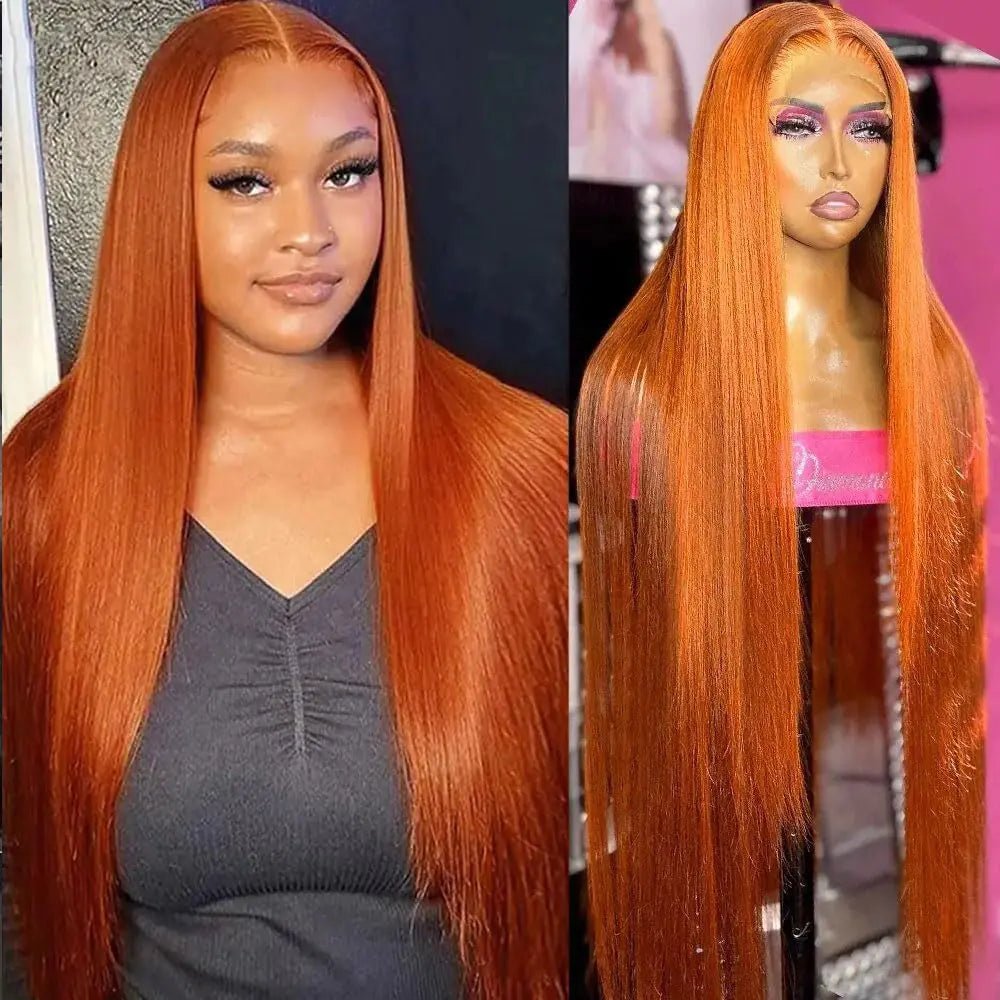 Poysew Ginger Wig Human Hair Oranger Ginger Lace Front Wigs Human Hair Straight 13x4 HD Lace Frontal Wigs Human Hair Colored Wigs for Women 180 Density Brazilian Virgin Human Hair Wig 32 Inch - BACKUPMYFILESNOW