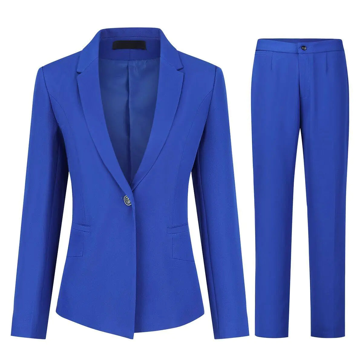 YUNCLOS Womens 2 Piece Office Lady Business Suit Set Slim Fit Blazer Pant Royal Blue