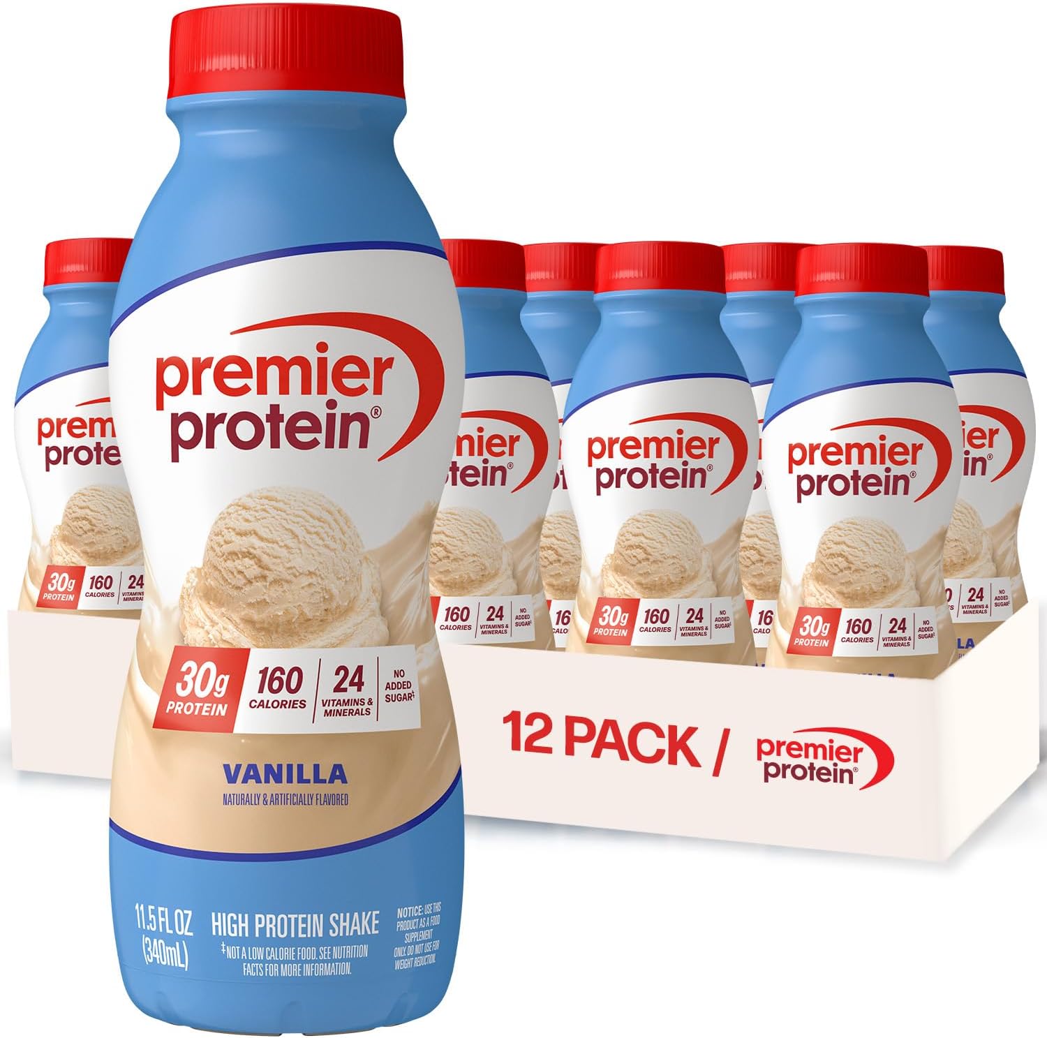 Premier Protein Shake, Vanilla, 30g Protein, No Added Sugar, 24 Vitamins & Minerals to Support Immune Health, 11.5 fl oz, 12 Pack (Packaging May Vary) - BACKUPMYFILESNOW