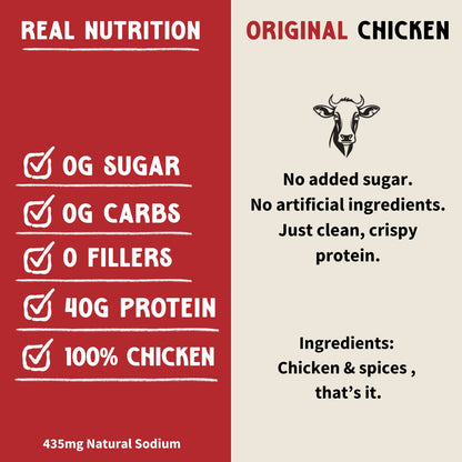 Primal Krisp Classic Chicken snack in a 2oz bag, crispy and flavorful gluten-free chicken bites for on-the-go snacking.