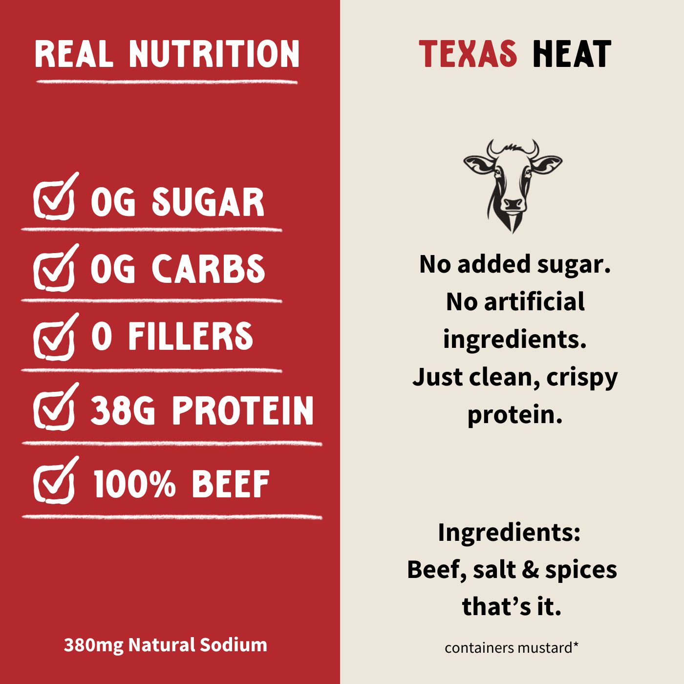 Primal Krisp Texas Heat 2oz spicy snack bag featuring bold, flavorful seasoned crisps with a fiery kick.
