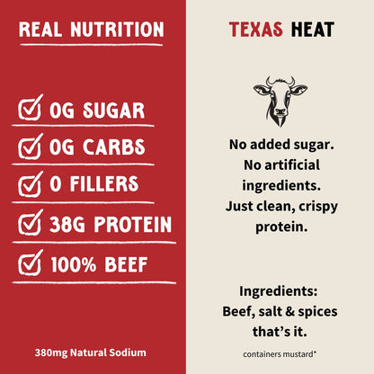Primal Krisp Texas Heat 2oz spicy snack bag featuring bold, flavorful seasoned crisps with a fiery kick.