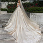 Vintage cap sleeve luxury ball gown wedding dress by EdleessFashion, featuring elegant design and intricate details.