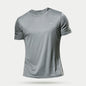 Green men's bodybuilding shirt, quick-dry sport gym t-shirt with short sleeves, oversized fit, ideal for running and fitness training.